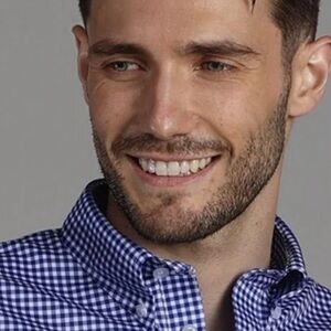 NWOT Collars & Co Oxford Collar blue and white checked Spread Collar Shirt small